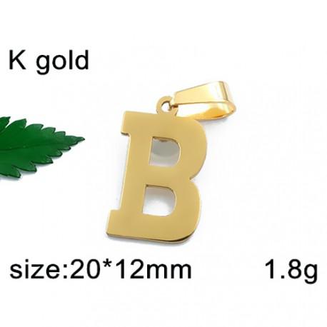 Písmenko B ve zlaté barvě 20x12mm - ocelový přívěsek